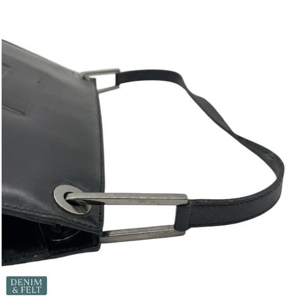 Gucci Vintage Black Patent Leather Shoulder Bag Logo Plaque Authentic Italy - Picture 9 of 16